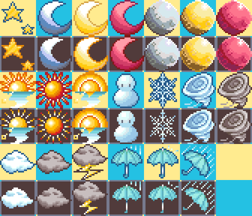 時間帯&天候アイコンセットのイラスト